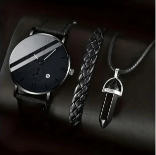 ساعة رجال الأعمال معصم من جلد كوارتز ساعة اليد طقم مجوهرات Reloj Hombre (بدون صندوق) 