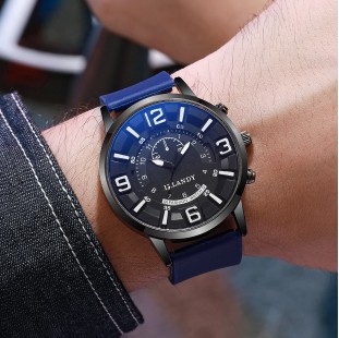 ساعة يد للرجال ساعة كوارتز معصم سيليكون حزام الساعات الرياضية للرجل ساعة Reloj Hombre (بدون صندوق)